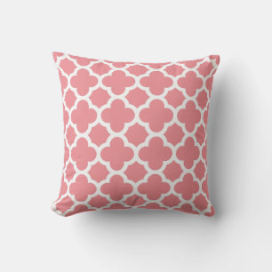 Spring Pink and White Quatrefoil Cushion