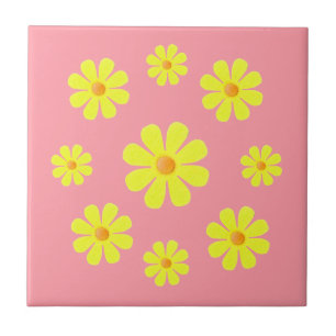 Spring pink and yellow, yellow flowers for kitchen tile