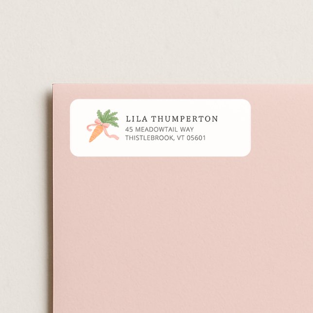 Spring Pink Bow Carrot Modern Minimal Address (Creator Uploaded)
