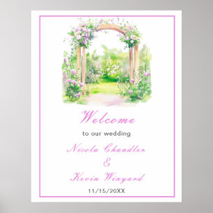 Spring Pink Butterfly Floral Wedding Poster