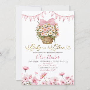 Spring Pink Daisy Baby Bloom Coquette Baby Shower Invitation