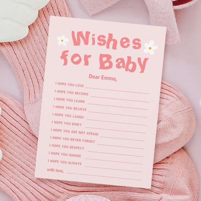 Spring Pink Daisy Baby Shower Wishes For Baby Card (Creator Uploaded)