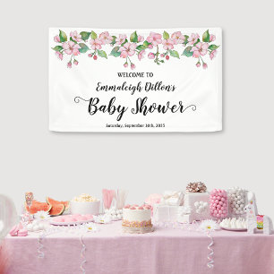 Spring Pink Floral Baby Shower Banner