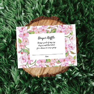 Spring Pink Floral Baby Shower Diaper Raffle Enclosure Card