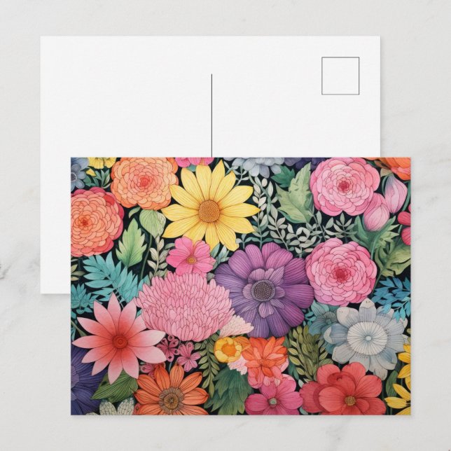 Spring pink floral background postcard (Front/Back)