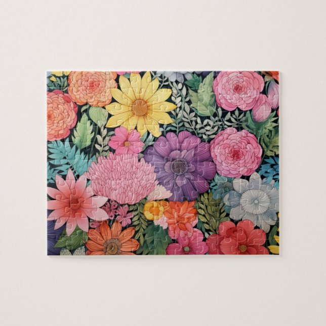 Spring pink floral background poster jigsaw puzzle (Horizontal)