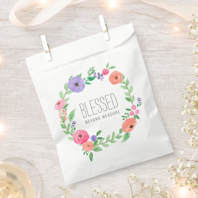 Spring Pink Floral Blessed Beyond Measure Favour Bags (Clipped)