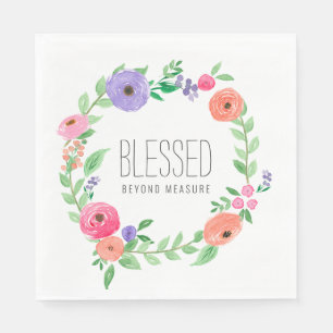 Spring Pink Floral Blessed Beyond Measure Napkin