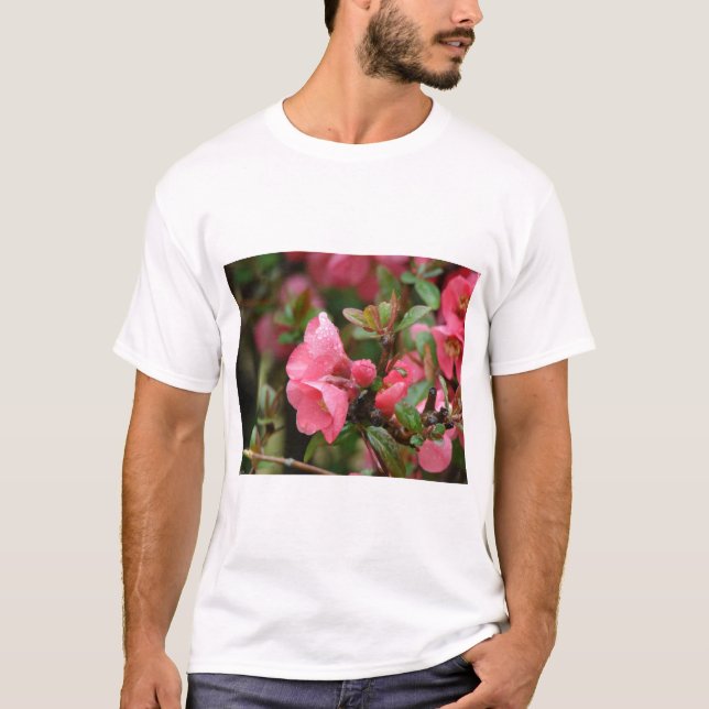 Spring Pink Flowering Quince T-Shirt (Front)