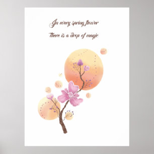  Spring pink  flowers Mother day  Poster
