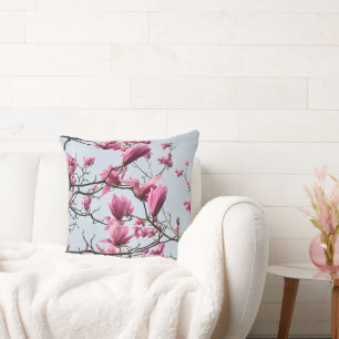 Spring Pink Magnolia Blossoms Peaceful Hanami      Cushion