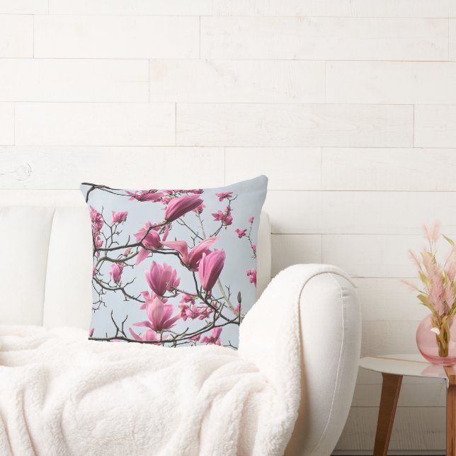 Spring Pink Magnolia Blossoms Peaceful Hanami      Cushion (Couch)