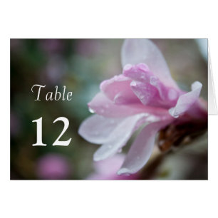 spring pink magnolia flower dinner table card.