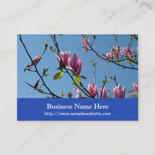 spring pink magnolia flowers business card