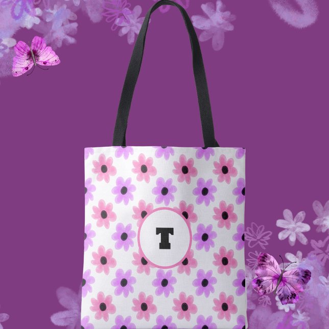Spring Pink & Purple Floral Tote Bag (Creator Uploaded)