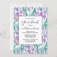 Spring Pink Purple Tulip Floral Watercolor