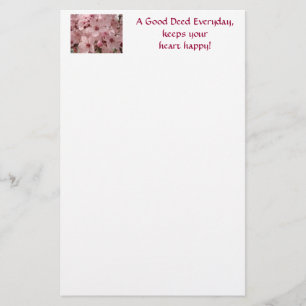 Spring Pink Tree Blossoms Stationery Flowers