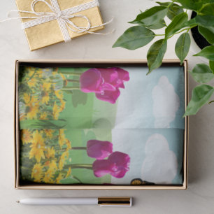 Spring Pink Tulips and Butterfly Decoupage  Tissue Paper