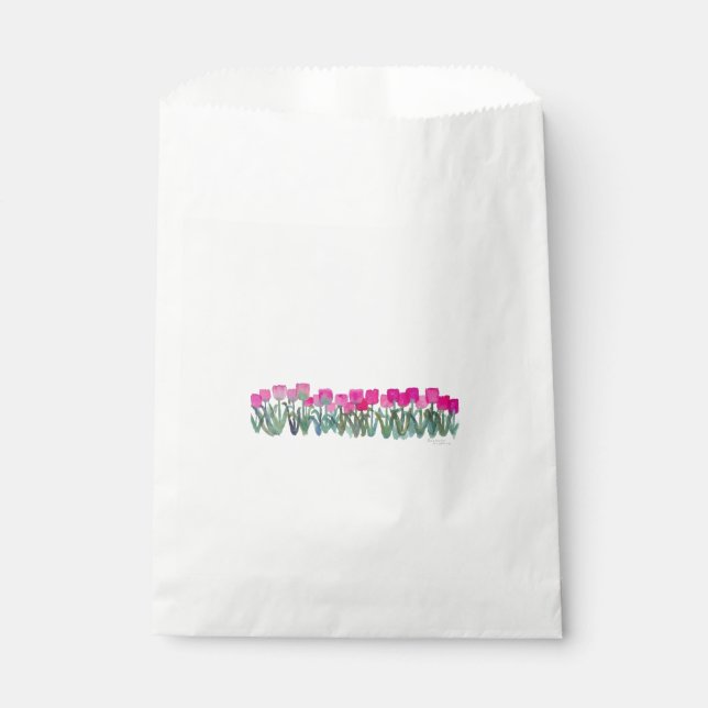 Spring Pink Tulips Custom White Favour Bag (Front)