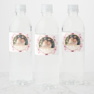 Spring Pinks Watercolor Floral Save The Date Water Bottle Label