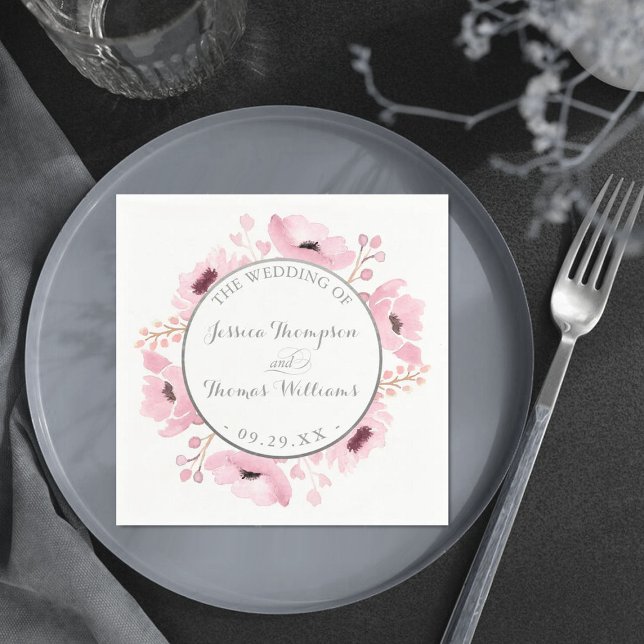 Spring Pinks Watercolor Floral Wedding Collection Napkin (Creator Uploaded)