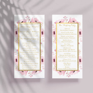 Spring Pinks Watercolor Floral Wedding Program Rack Card