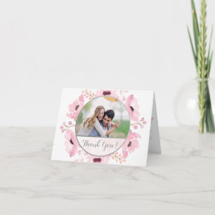 Spring Pinks Watercolor Floral Wedding Thank You Card