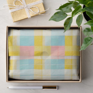 Spring Plaid Blue Pink Yellow  Tissue Paper