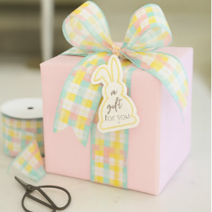Spring Plaid Pastel Pink Blue Yellow Grosgrain Ribbon