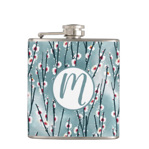 Spring Plum Blossom Floral Pattern Hip Flask