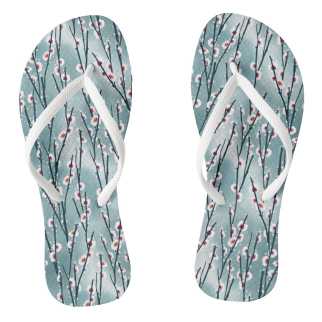 Spring Plum Blossom Floral Pattern Jandals (Footbed)