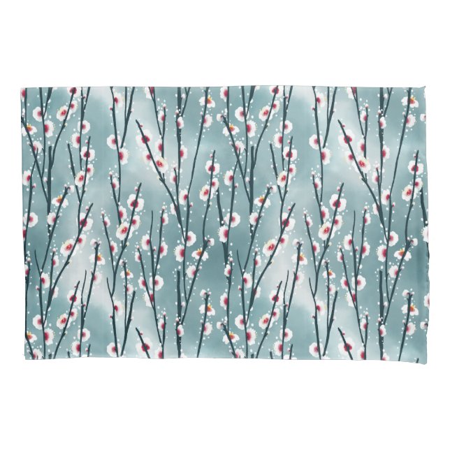 Spring Plum Blossom Floral Pattern Pillowcase (Front)