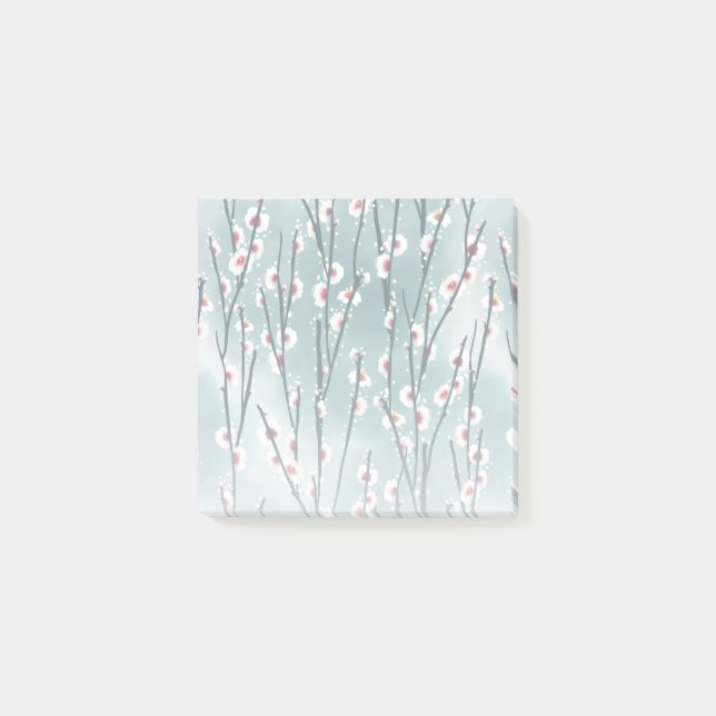 Spring Plum Blossom Floral Pattern Post-it Notes (Front)