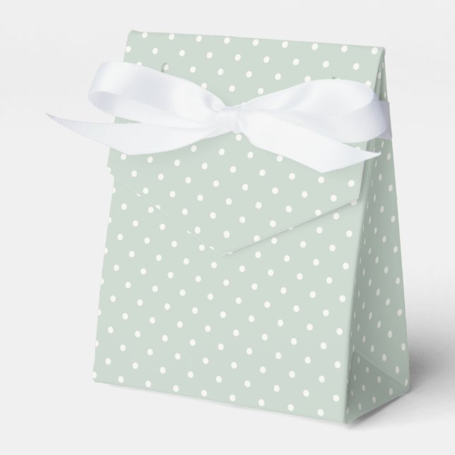 Spring Polka Dots Classic | Muted Sage Favour Box (Front Side)