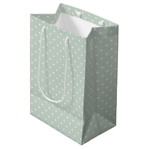 Spring Polka Dots Classic   Muted Sage Medium Gift Bag