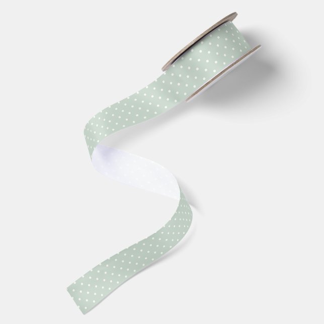 Spring Polka Dots Classic | Muted Sage Satin Ribbon (Front+Back)