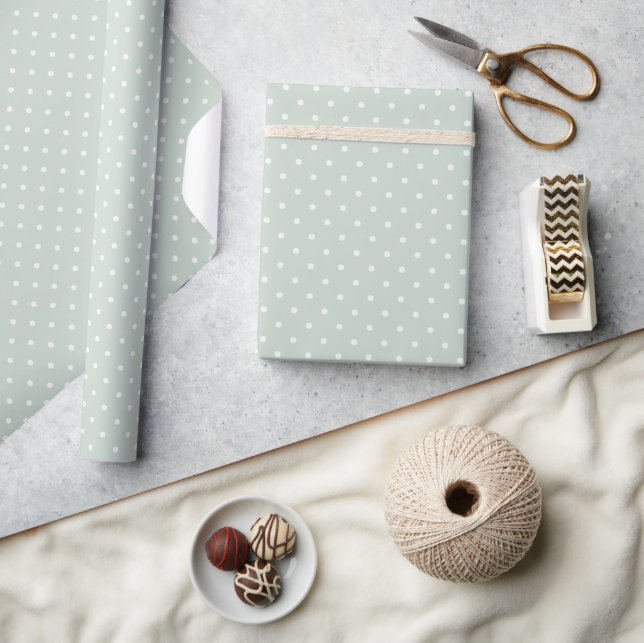 Spring Polka Dots Classic | Muted Sage Wrapping Paper (Crafts)