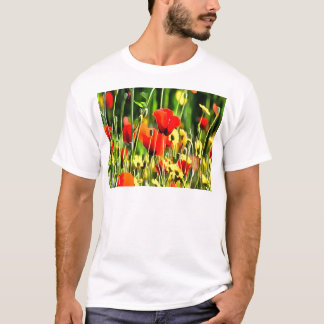 Spring Poppies And Meadow Flower Painting T-Shirt
