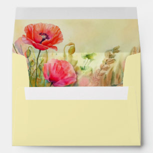 Spring Poppies Watercolor Art Envelope