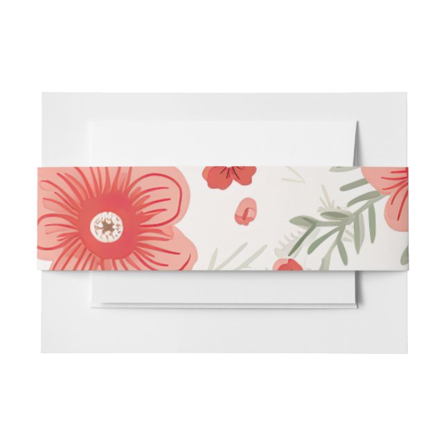 Spring Poppies Wedding Invitation Suite Belly Band (Front Example)