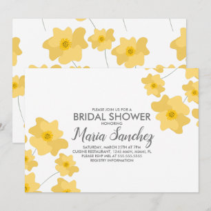 Spring Poppies Yellow Bright Floral Bridal Shower  Invitation