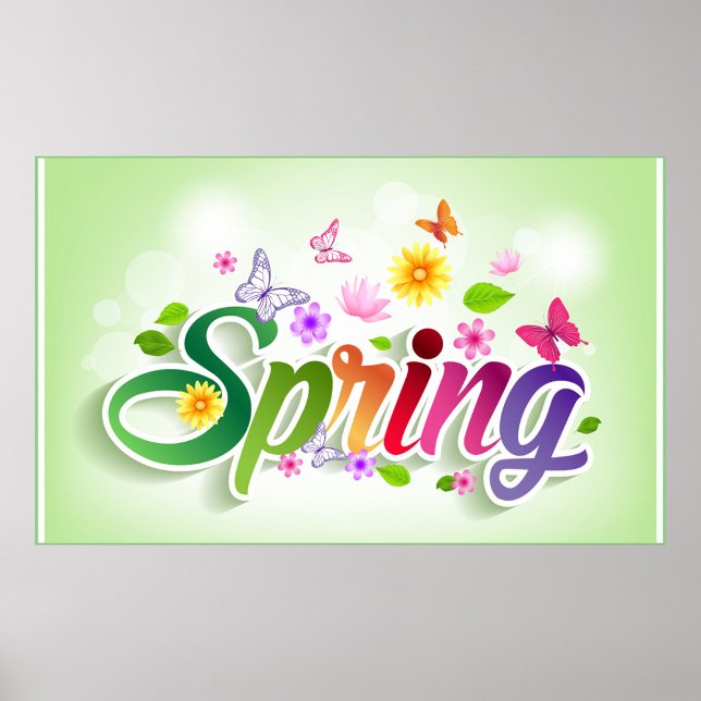 Spring Poster (A vibrant spring themed graphic with colorful flowers and butterflies.)