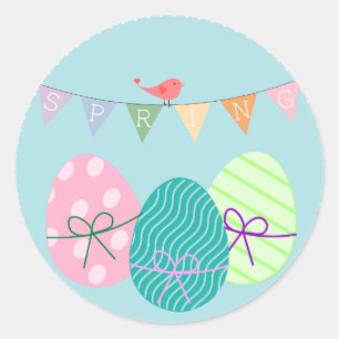 Spring powder blue Easter eggs Classic Round Sticker