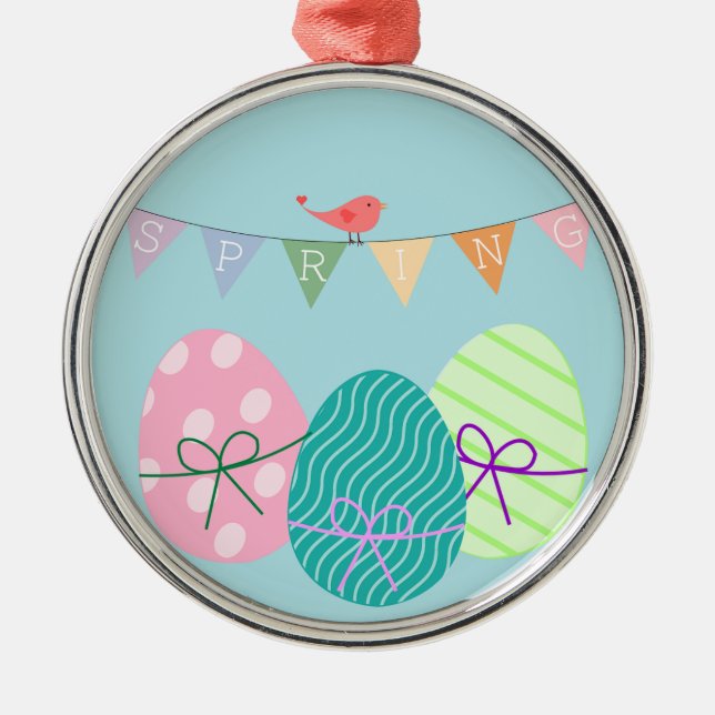 Spring powder blue Easter eggs Metal Tree Decoration (Front)