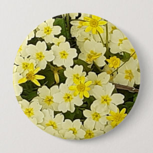 Spring Primroses 10 Cm Round Badge