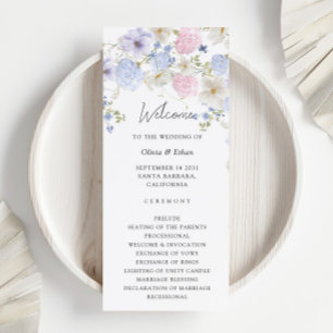 Spring Purple And Pink Wildflowers Wedding Program