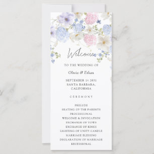 Spring Purple And Pink Wildflowers Wedding Program