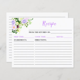 Spring Purple Floral Recipe Card