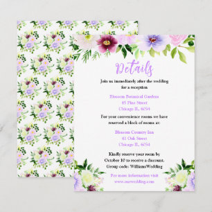 Spring Purple Floral Wedding Details Enclosure Card