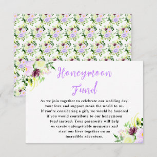 Spring Purple Floral Wedding Honeymoon Fund Enclosure Card